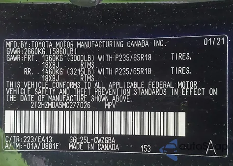 2021 Lexus Rx 350 z USA, uszkodzony, nr VIN 2T2HZMDA5MC277026